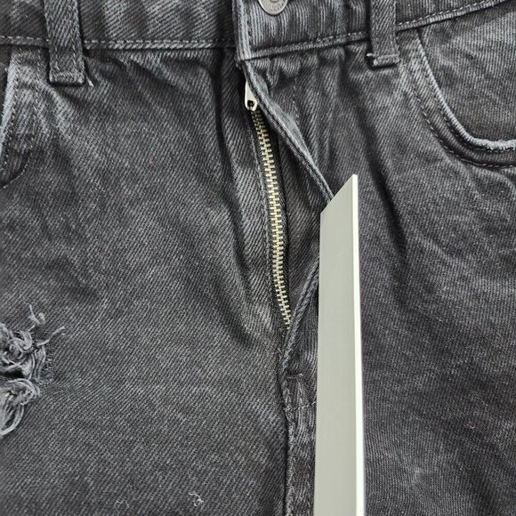 Denim Co Shorts Womens 10 Floral Embroidered Black Denim Hot Pants Distressed - Picture 7 of 15